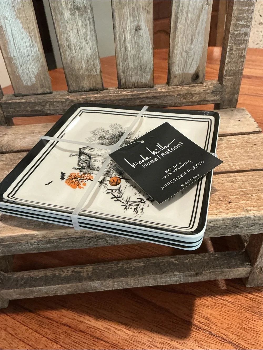 Nicole Miller Halloween Melamine Appetizer Plates - Set of 4